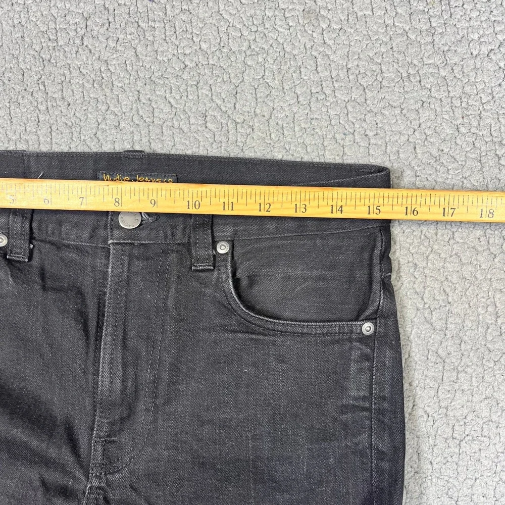 Nudie Jeans Co Lean Dean Dry Black Selvage Slim Tapered Jeans Mens 31x30 (31x28)